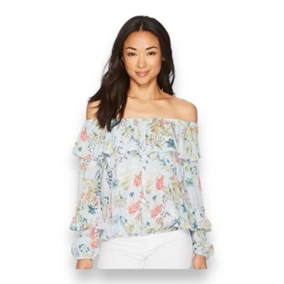 Anthropologie Tops - Sanctuary by Anthro Aisley Ballet Off Shoulder Bluebell Blue‎ Floral Top